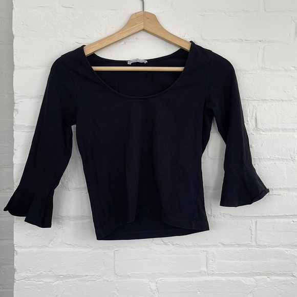 ZARA Ruffle Sleeve Crop Top - Picture 1 of 5